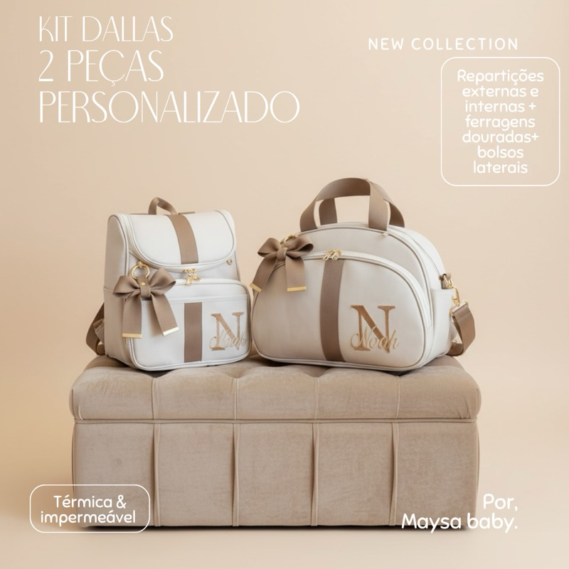 Kit Bolsas maternidade 2 peças de luxo, mala maternidade e mochila personalizado.