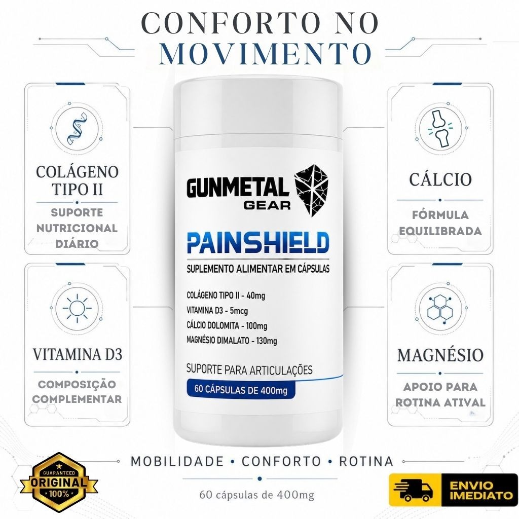 Suplemento Vitamina D3 + Colágeno Tipo II + Cálcio + Magnésio Dimalato 60 Cápsulas Mobilidade Conforto Diário