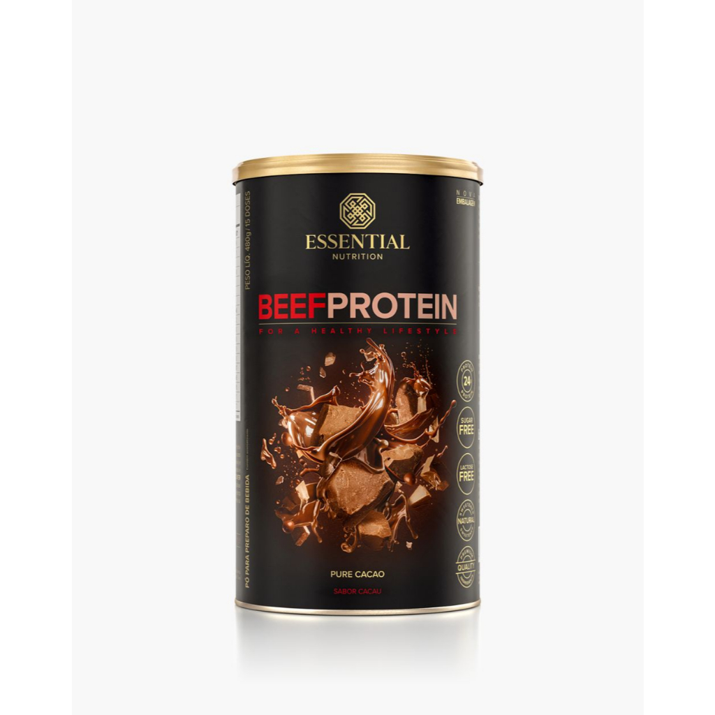 Beef Protein Cacao - Essential - Lata 480g - 15 doses - Produto Original, direito de fábrica