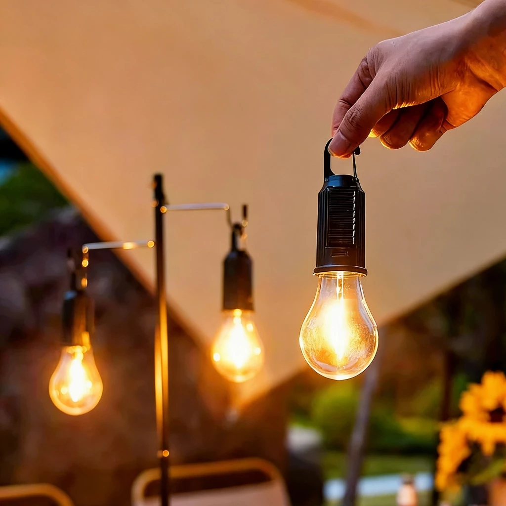 Lâmpada Led Recarregável Para Acampamento Iluminação Ajustável Com Gancho