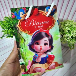 Sacolinha Personalizada Branca de Neve Cute Lembrancinha Festa Infantil Aniversário