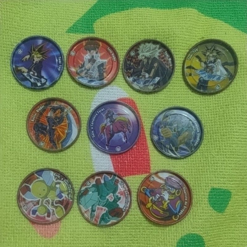 Lote Metal Tazos Yugioh - 10 unidades - Yugi, Kaiba, Marik