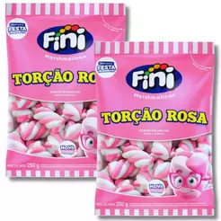 Kit C/2 Fini Marshmallows Torção Rosa e Branco 250g Fini – Ideal para Festas