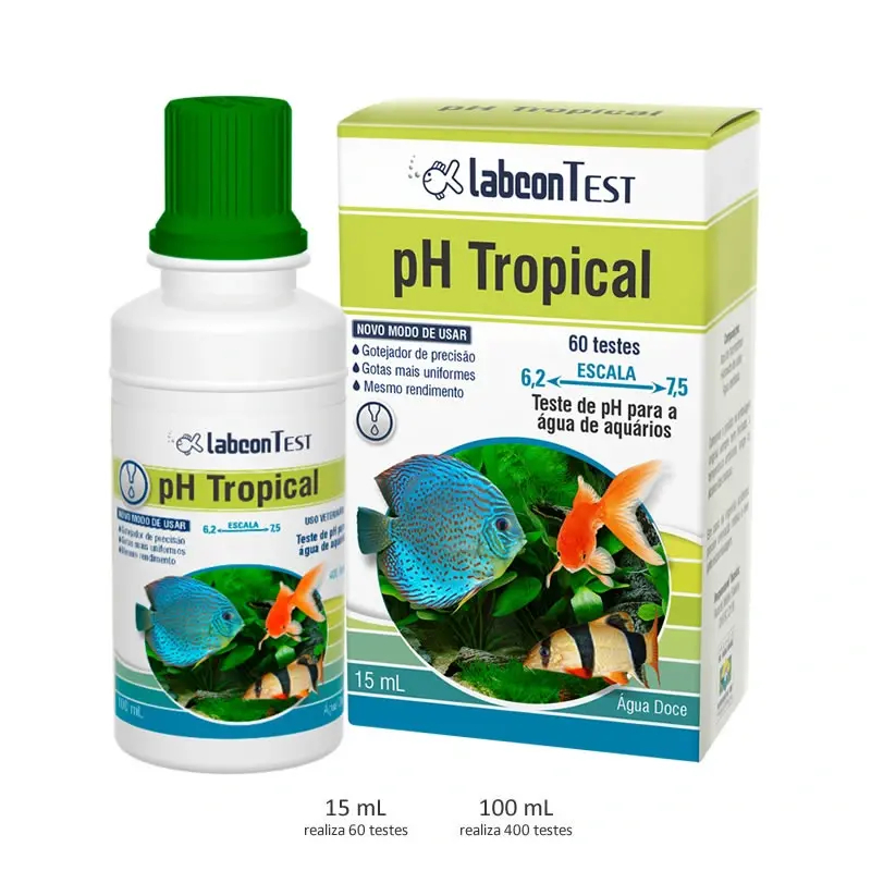 Labcon Test pH Tropical Para Aquário Água Doce Teste Rápido Original 15ml 100ml