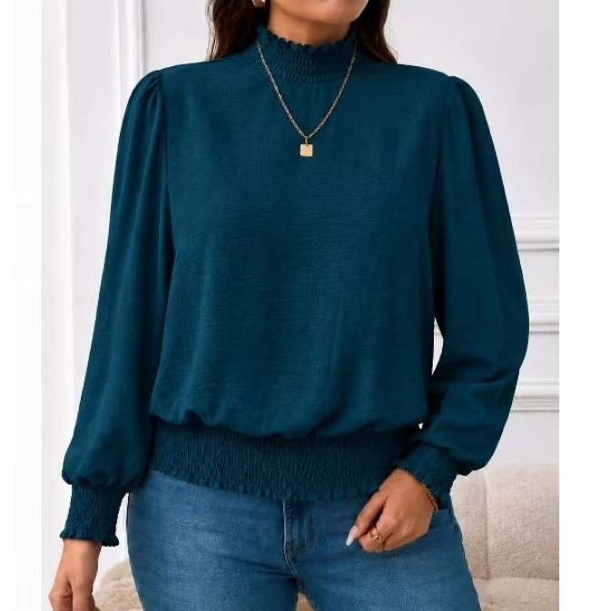 Camisa Feminina Elegante Gola Condessa Plus Size Inverno 2026 — imagem 2 de 2