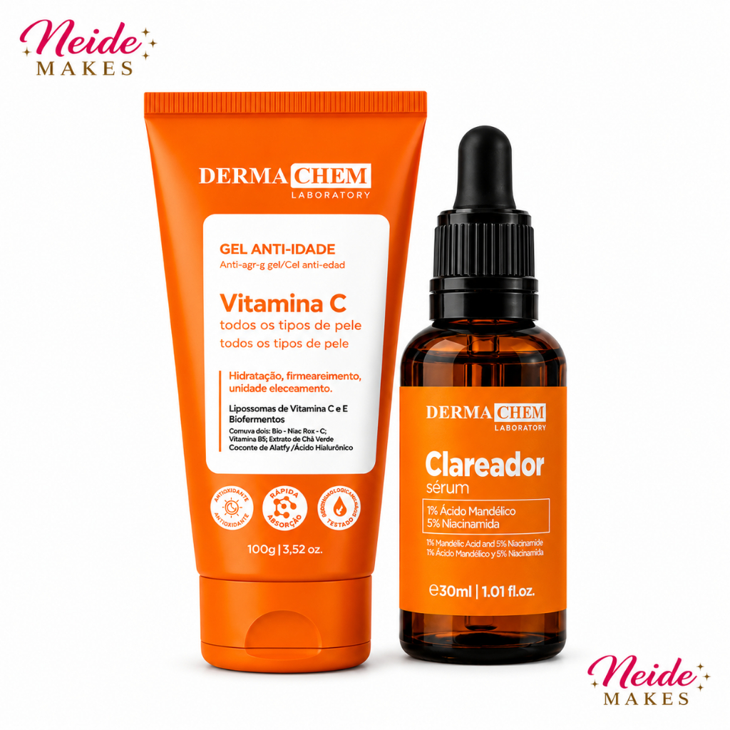 Kit Skincare Dermachem SÉRUM CLAREADOR 30ML E GEL VITAMINA C - ANTI-IDADE 100G