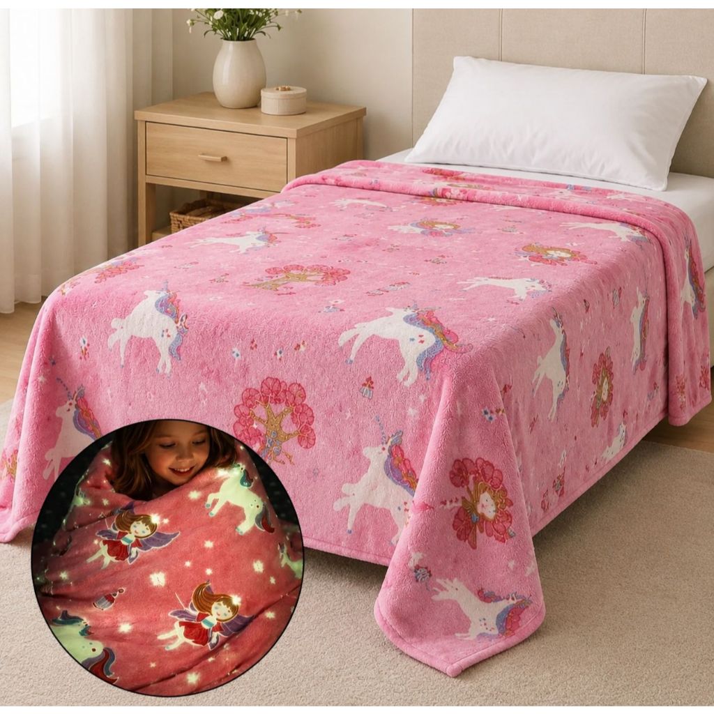 Manta Soft Infantil Brilha no Escuro 2,00x1,50m – Super Macia Estampas Diversas Menino e Menina