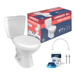 Kit Combo Bacia Vaso com Caixa Acoplada Vaso Loren Way Branco Lorenzetti Acessórios Inclusos