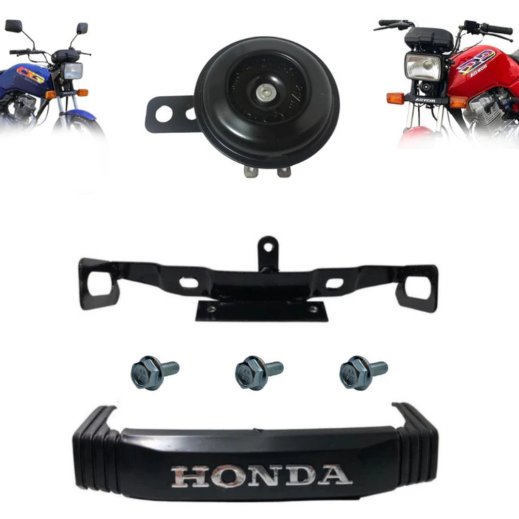 Letreiro Emblema Frontal + Suporte + Buzina CG 125 Today Titan 1989 á 1999 Com Parafusos