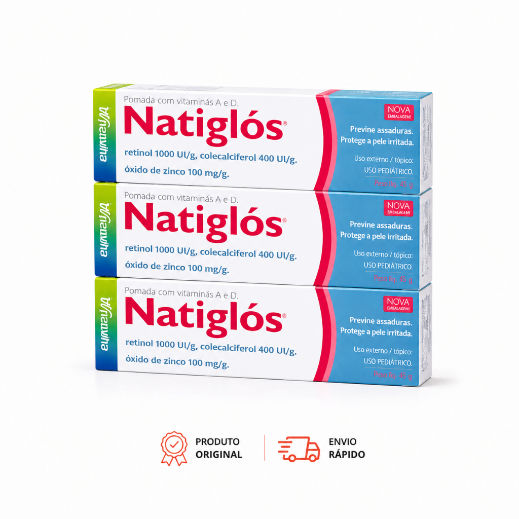 Kit 3x Natiglós Pomada 45g Vitaminas A e D Proteção Pele Sensível Original