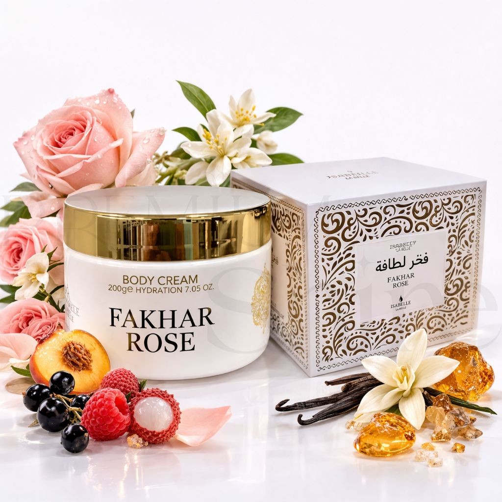 Creme Hidratante Perfume Arabe Fakhar Rose Isabelle la Belle Pasta Pote 200g