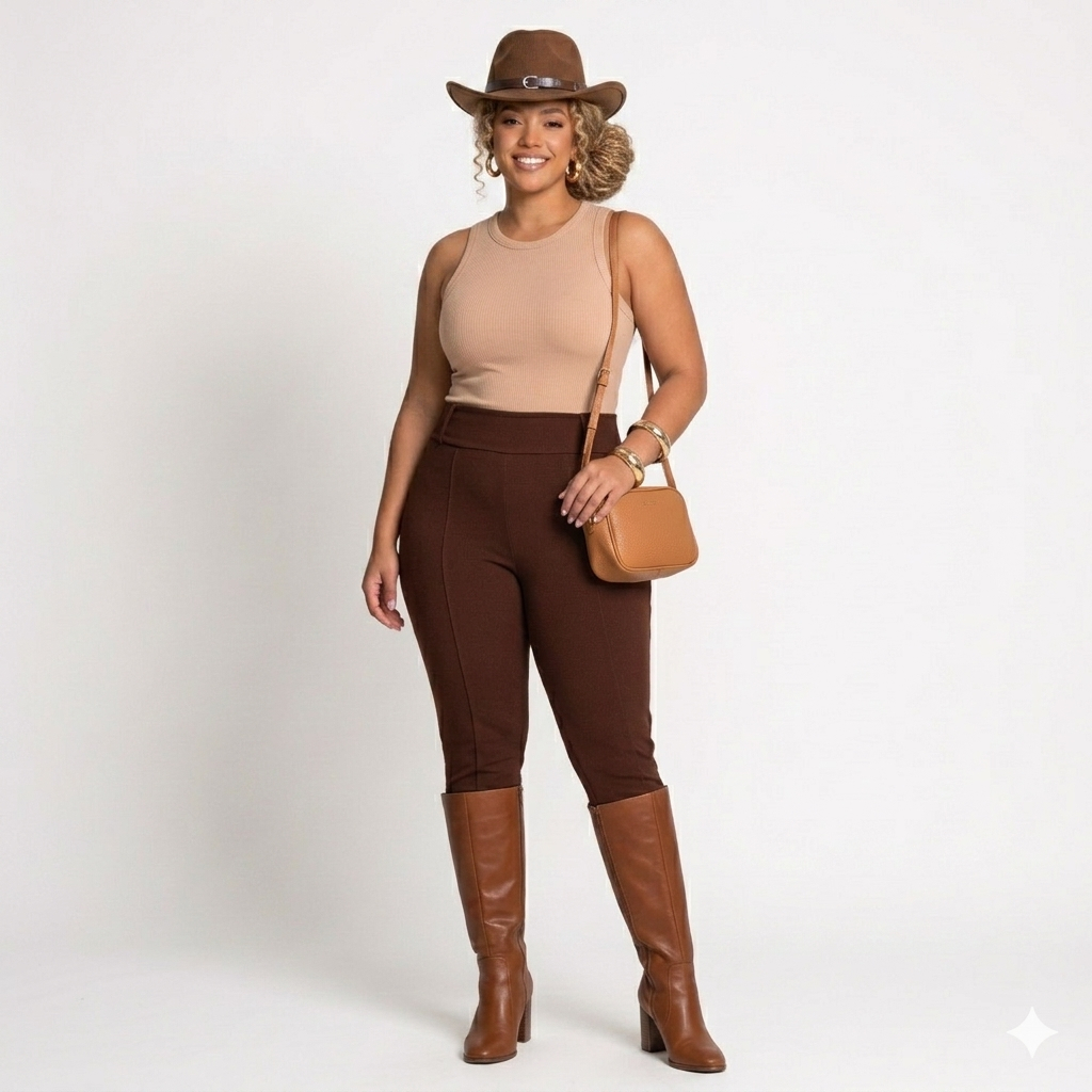 Detalhes do Kit 3 legging montaria feminina plus size casual elastano premium crepe de malha Zero Transparência confortável 44/54