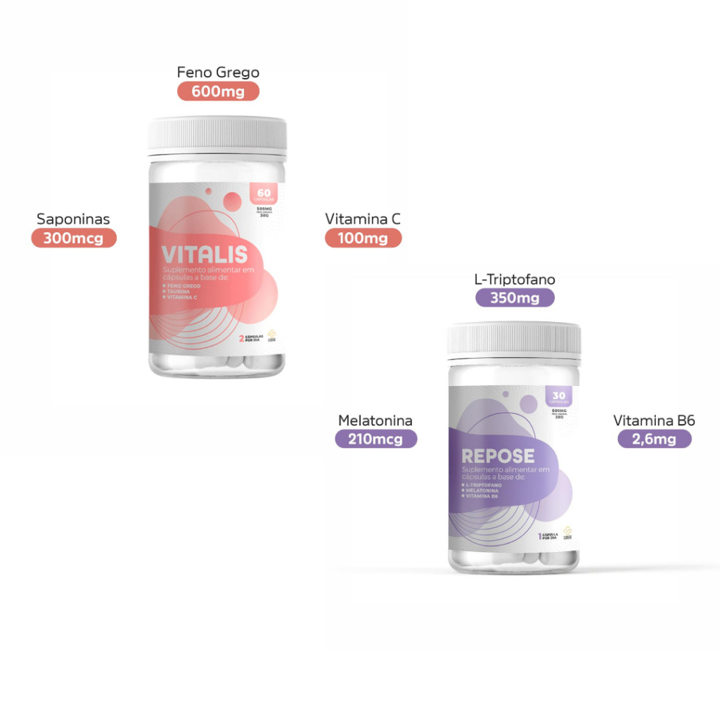 Kit Repose + Vitalis - Suplemento para Bem Estar e Disposição + Melhora do Sono e Humor - Curatio