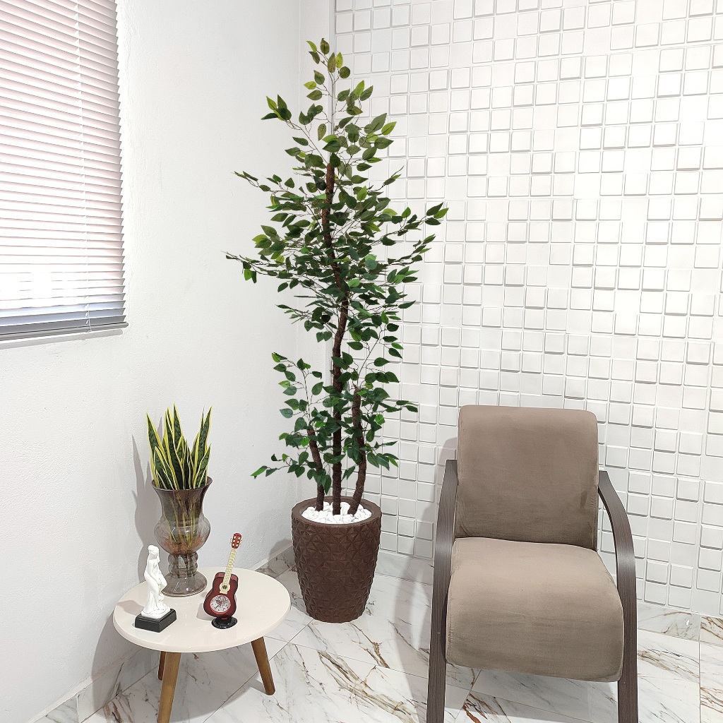 Árvore Artificial Fícus Verde 190cm Grande Vaso Decoração Pedra · foto 2