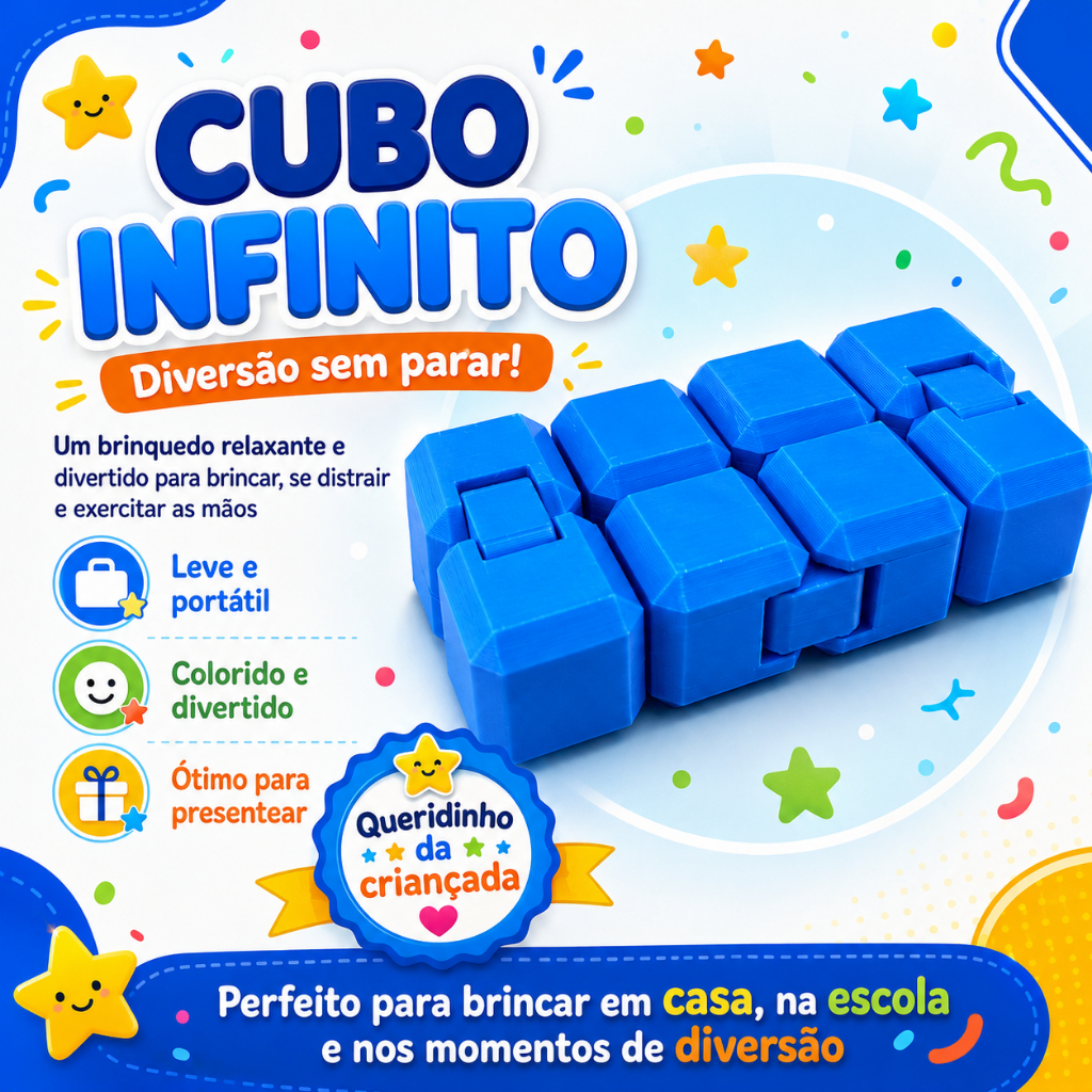 Cubo Infinito Fidget Antiestresse | Infinity Cube Relaxante Portátil para Ansiedade, Foco e TDAH