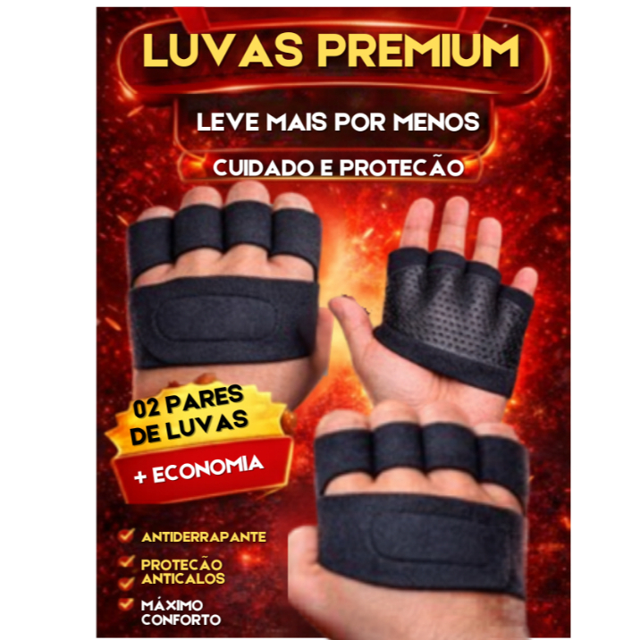 Meia Luva Academia Kit 2 Pares Anticalos | Luva Fitness Antiderrapante Musculação Crossfit Proteção para Mãos