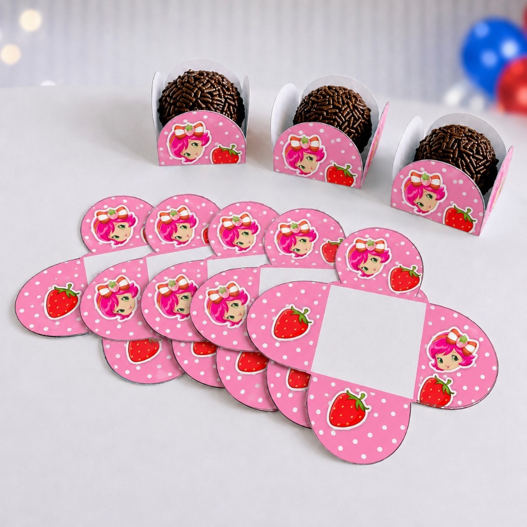 Forminha de Doces Moranguinho Personalizada no Tema /Lembrancinha de Festa /Aniversário