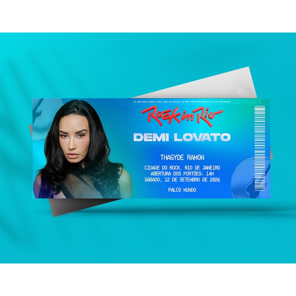 Ingresso Holográfico Personalizado Demi Lovato  - Rock in Rio 2026
