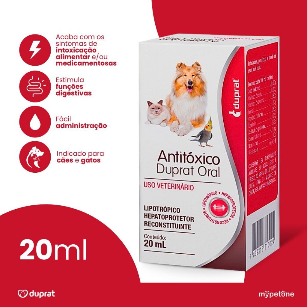 Antitóxico Duprat Solução Oral 20ml Para Cães e Gatos