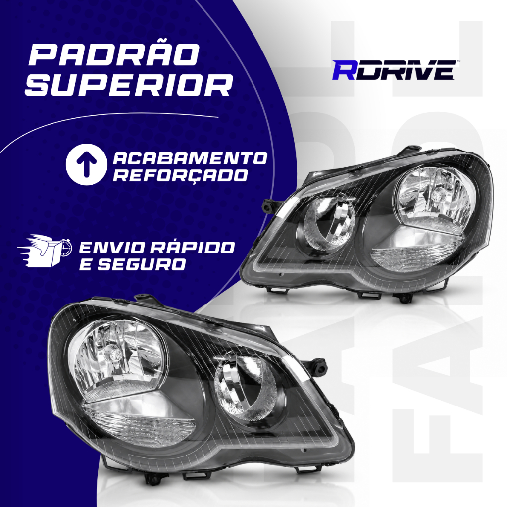 Par Farol Polo 2007 2008 2009 2010 2011 2012 2013 2014 Mascara Negra Foco Duplo Molde Original · foto 2