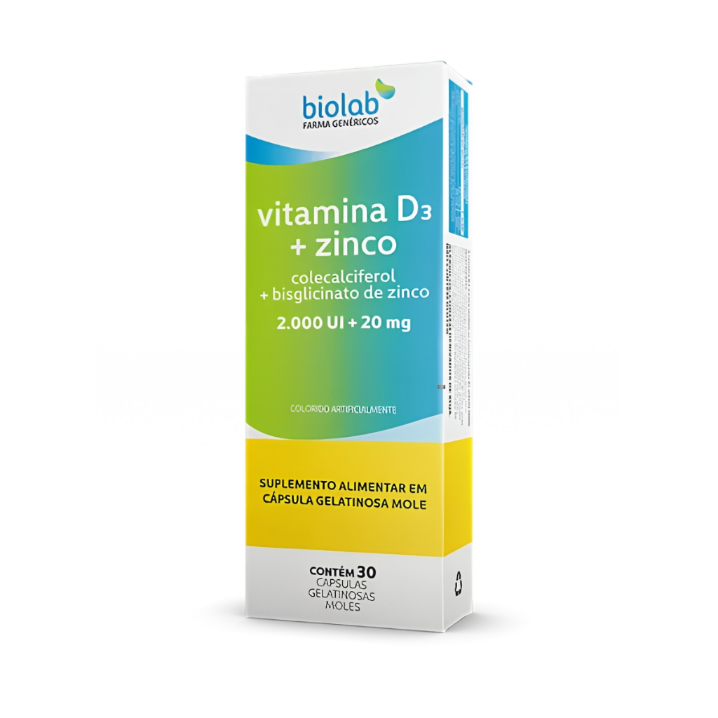 Vitamina D3 + Zinco 2.000UI + 20mg 30 Cápsulas Moles