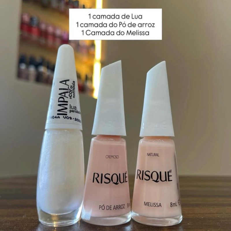 Kit 3 Esmalte Risque Melissa , Pó de Arroz e Impala Lua