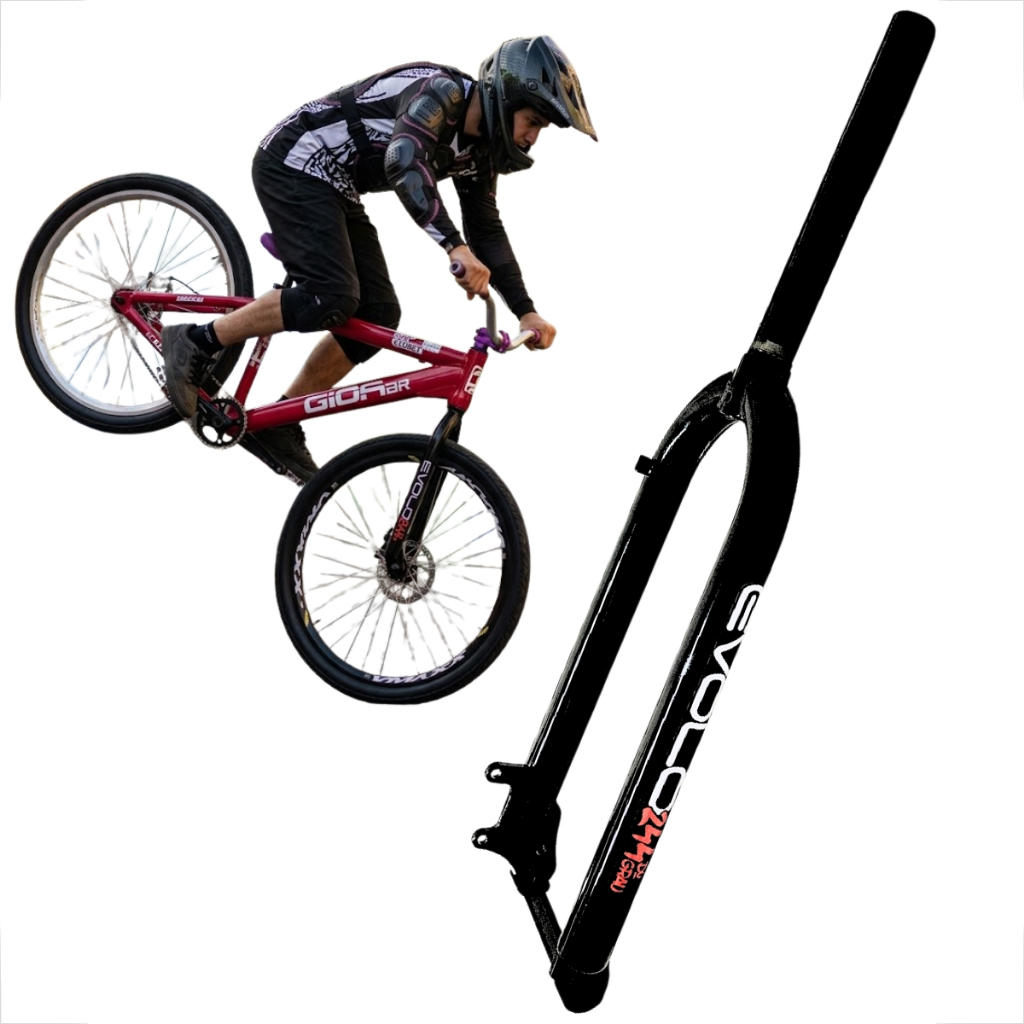 Garfo Aro 26 Rígido Aço Evolo Aheadset 28.6mm Over P/ Freio A Disco Preto Bicicleta Bike MTB Urbana