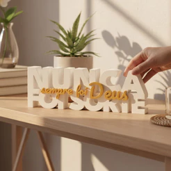 Enfeite Decorativo Nunca Foi Sorte Sempre Foi Deus Para Mesa Sala Quarto Frase Religiosa