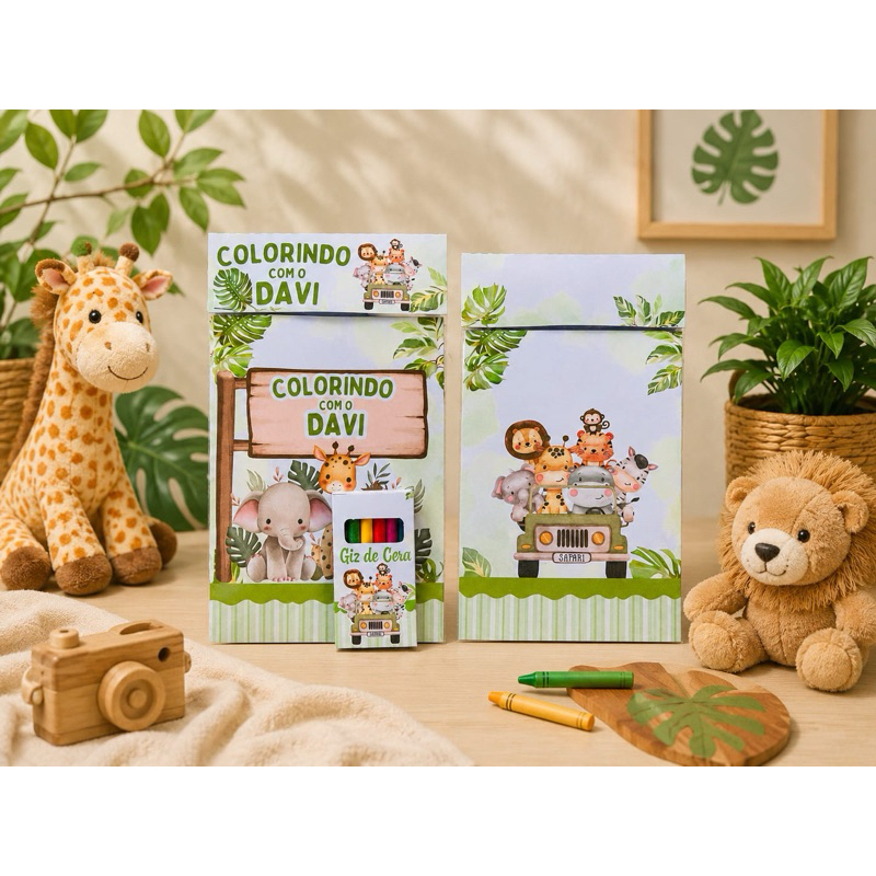 Livrinho Para Colorir do Safari- Lembrancinha para Festa-Tema Safari- Mimos para Festa- Aniversário Infantil- Livrinho