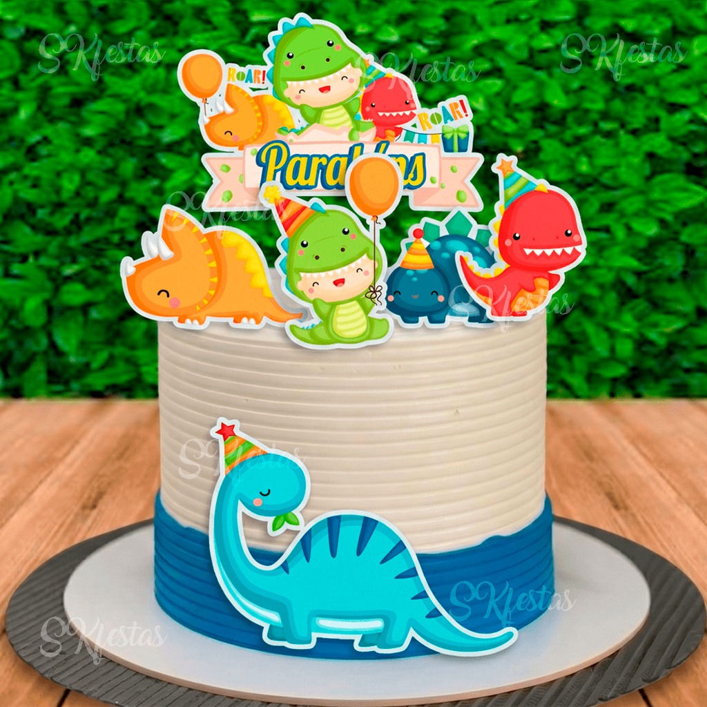 Topo Topper de Bolo Dino baby, Dinossauro Baby Personalizado Decoração de festa, Aniversário, mêsversário