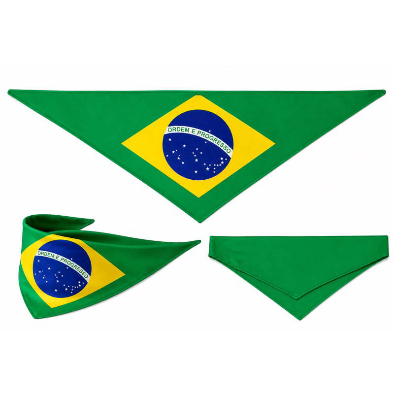Bandana Triangular Brasil Torcida Copa e Olimpíadas - Tecido Premium Leve e Confortável - Ajustável