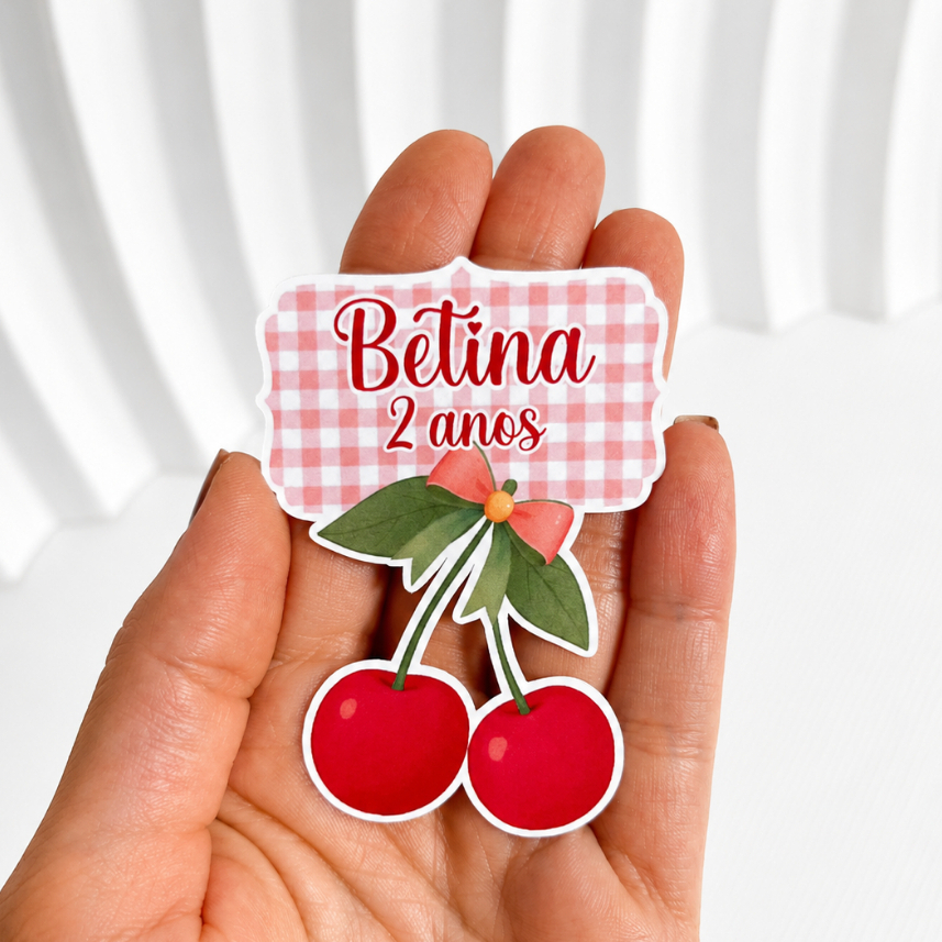 Aplique para Tubete Cerejinha / Cereja / Festa Infantil / Lembrancinhas Personalizadas / Aniversário