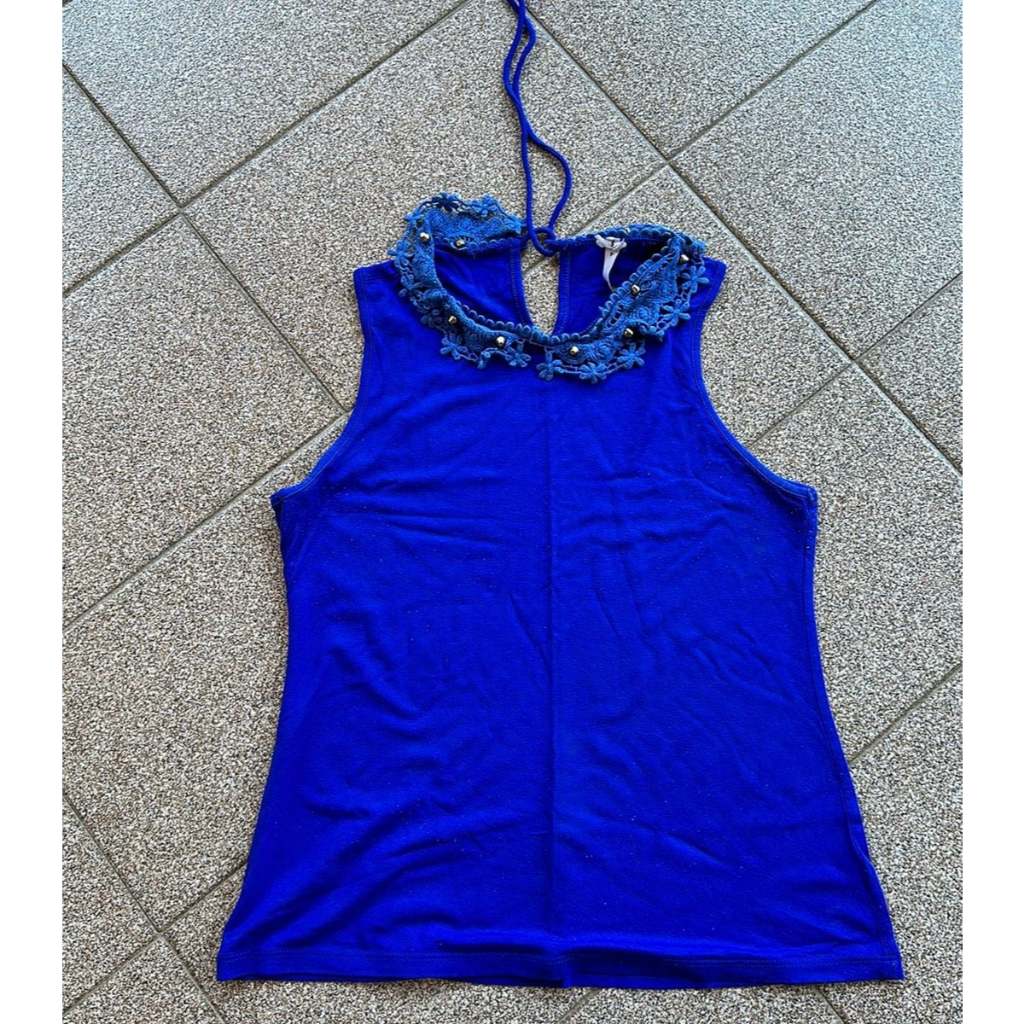 Blusa Azul Fargo com Pedraria P