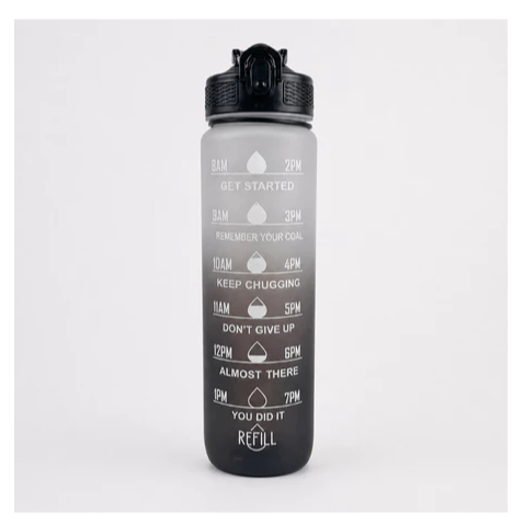 Garrafa de Água 1 Litro Academia Squeeze Motivacional com Marcador de Horário  e Frases Inspiradoras
