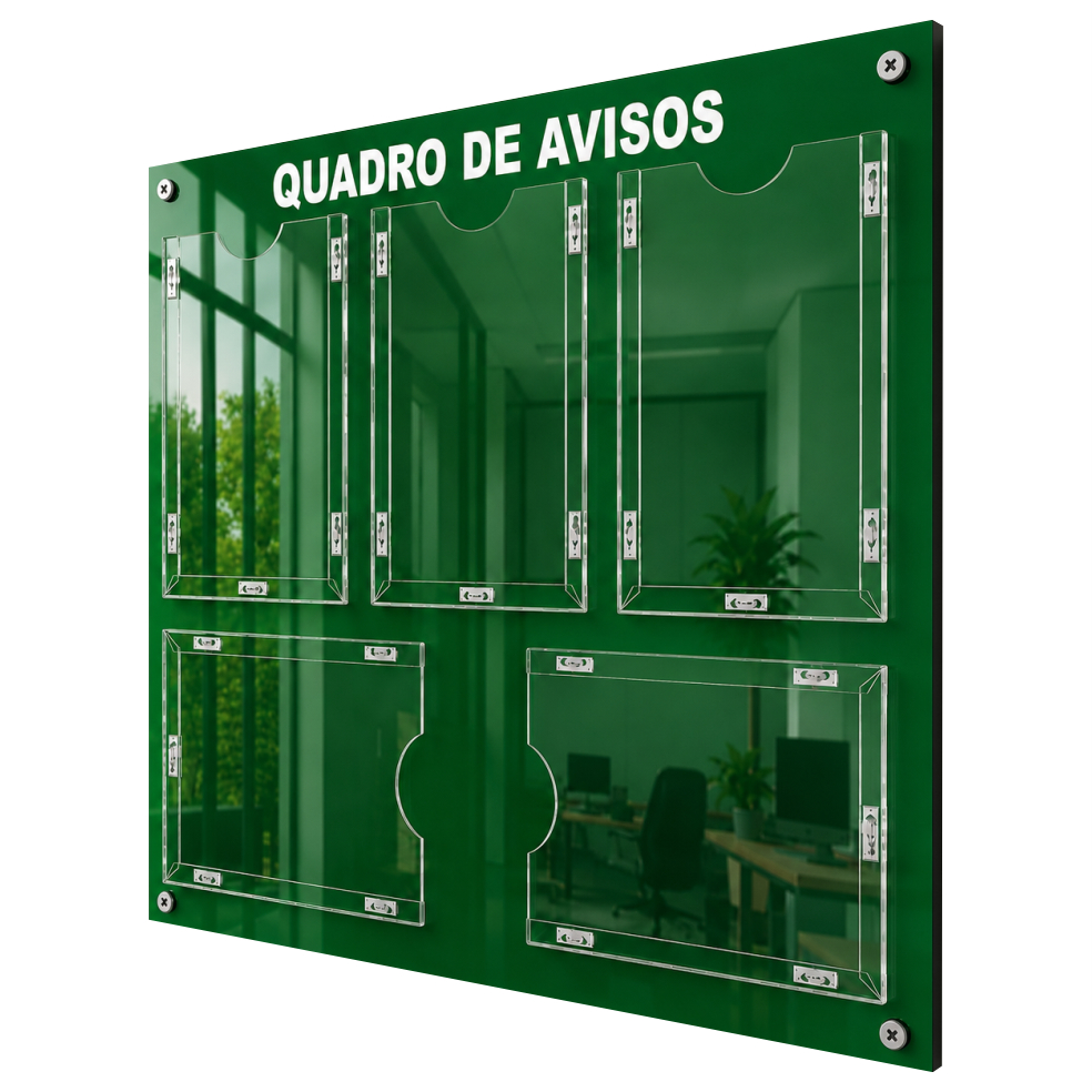 Quadro Aviso E GestãoÁ Vista Meta Escritório Comunicado 5 Displays Planejamento Semanal A4 Acm Verde