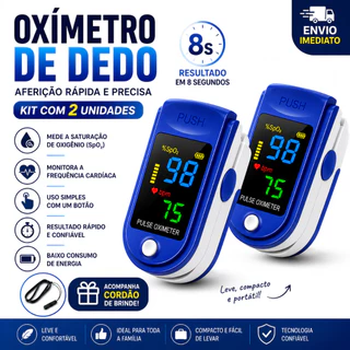 Oxímetro Digital de Dedo Portátil LED Medidor SpO2 Saturação de Oxigênio e Frequência Cardíaca Monit