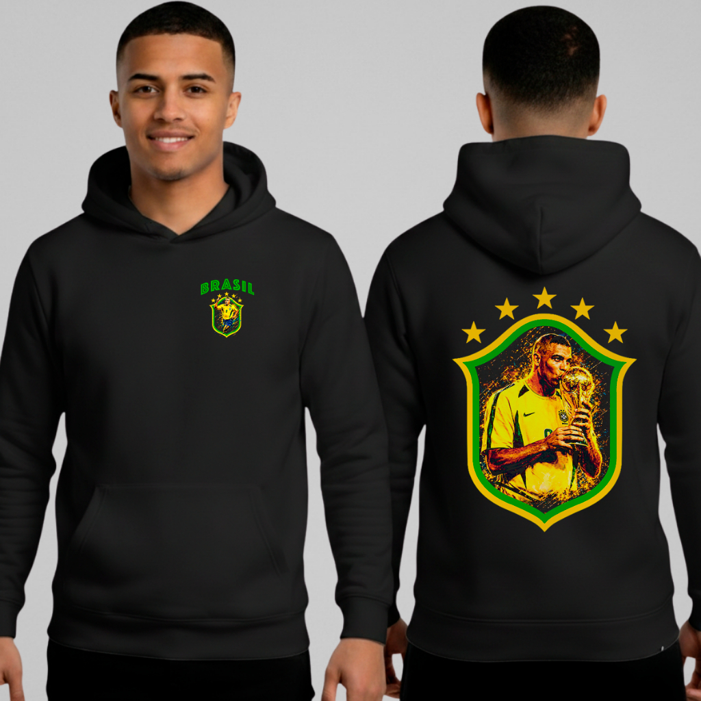 Blusa Moletom Amarelinha Ronaldo Fenomeno Brasil Rolistore