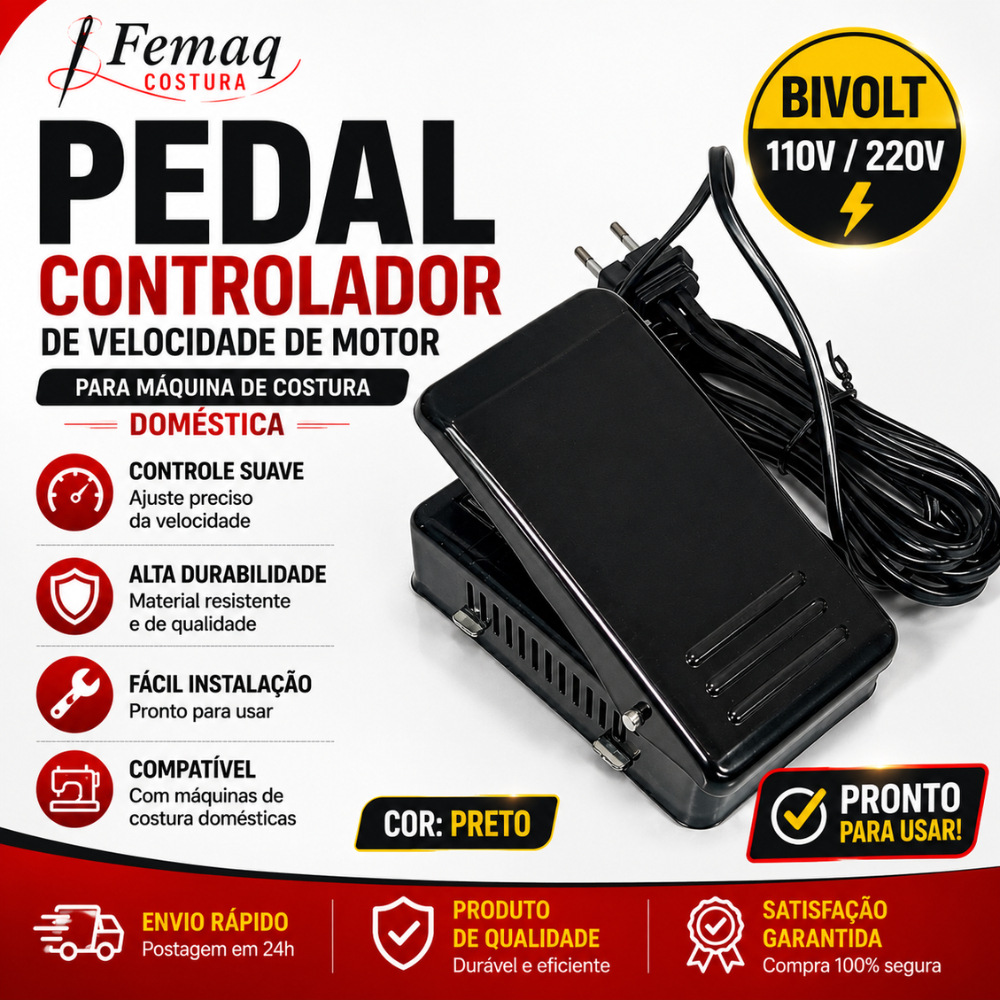 Pedal Controlador de Velocidade de Motor para Máquina de Costura Doméstica