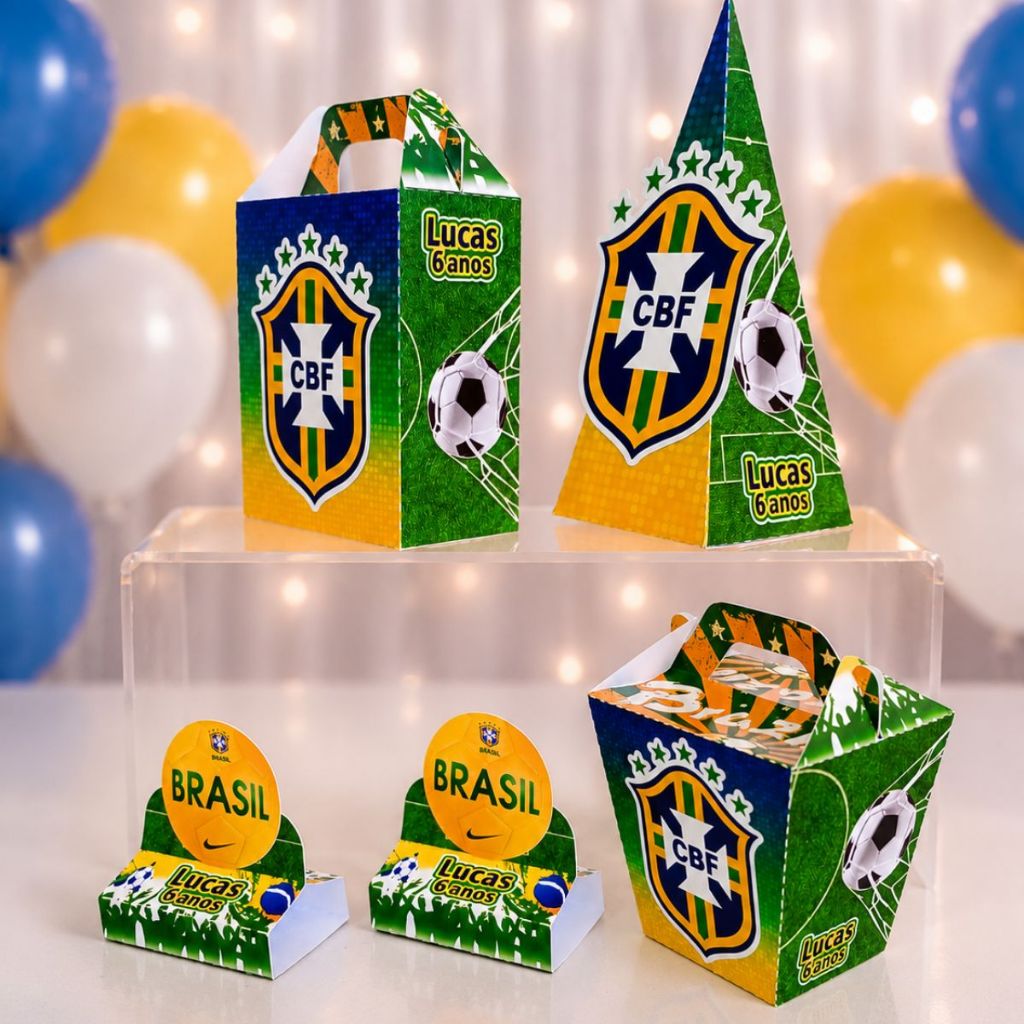 Kit Caixas Personalizadas Brasil (Copa do Mundo) -PEGUE E MONTE -futebol -caixinhas-lembrancinha-festa