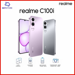 Realme C100i 4G, Versão Global, processador Unisoc T7250, NFC, Bateria 7000mAh, 128/256GB + 4GB RAM
