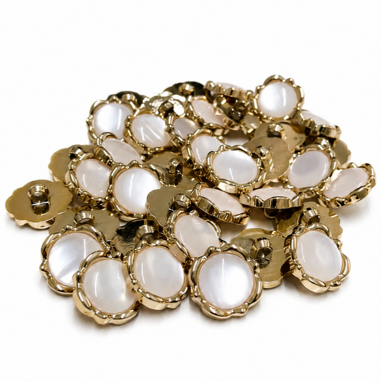Botão costura moldura madre pérola plástico rose gold 21Mm 34 L c/ alça - 30/20/10 unidades