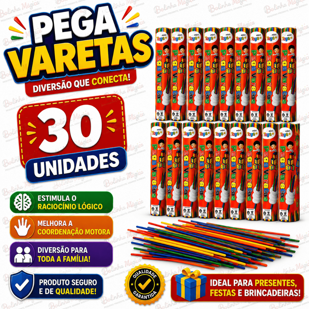 Kit 30 Caixas Pega Vareta 21 Palitos Kit Festa Lembrancinha Aniversario Prenda Criança Quermesse