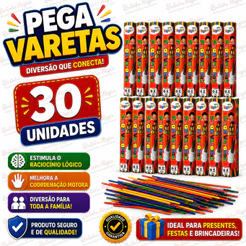 Kit 30 Caixas Pega Vareta 21 Palitos Kit Festa Lembrancinha Aniversario Prenda Criança Quermesse
