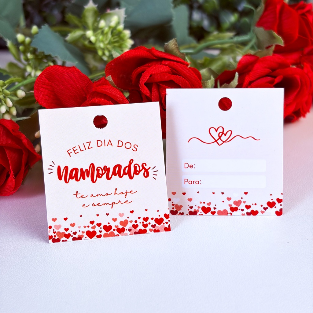 Mini Tag Dia dos Namorados p/ Presente|Lembrancinha Criativa|Tag Decorativa para Embalagens e Cestas-25/50/100 unidades