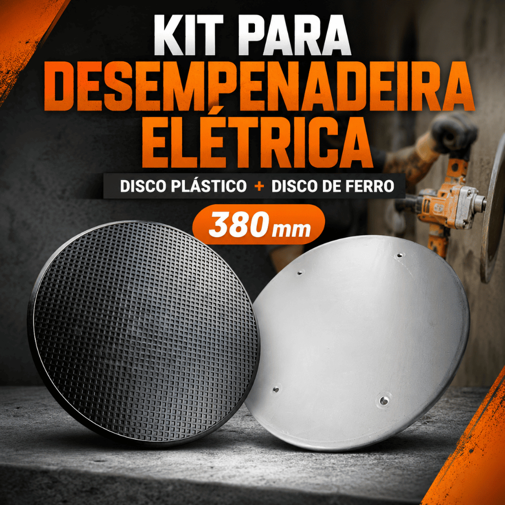 Disco Plástico Polipropileno e Ferro Menegotti 380mm P/ Desempenadeira Elétrica Reboco e Acabamento