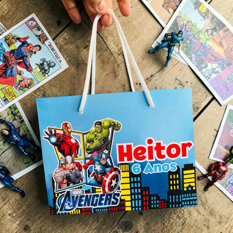 SACOLINHA PEGUE E MONTE DOS VINGADORES/ LEMBRANCINHAS PARA FESTA/ MIMOS/ ANIVERSARIO INFANTIL/SACOLA PERSONALIZADA