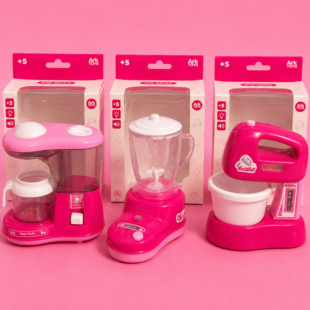 Cozinha Infantil Brinquedo Cafeteira Liquidificador E Batedeira Rosa