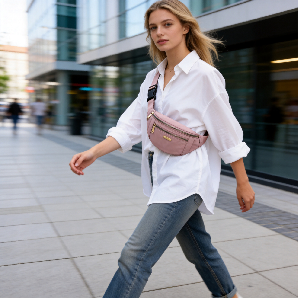 Pochete Feminina Bolsa Crossbody Impermeável Leve Com Vários Bolsos Uso Diário  Prática Para Uso Diário e Viagem