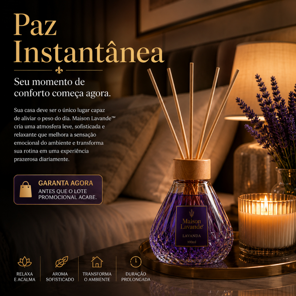 Maison Lavande™ O difusor aromático premium que transforma seu ambiente em um refúgio sofisticado de paz,