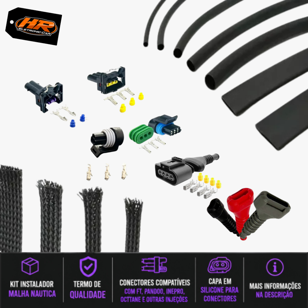 Kit Instalador Bobina Individual Audi R8 - Malha Náutica, Termo Retrátil, Conectores e Capa em Silicone -Faça Você Mesmo